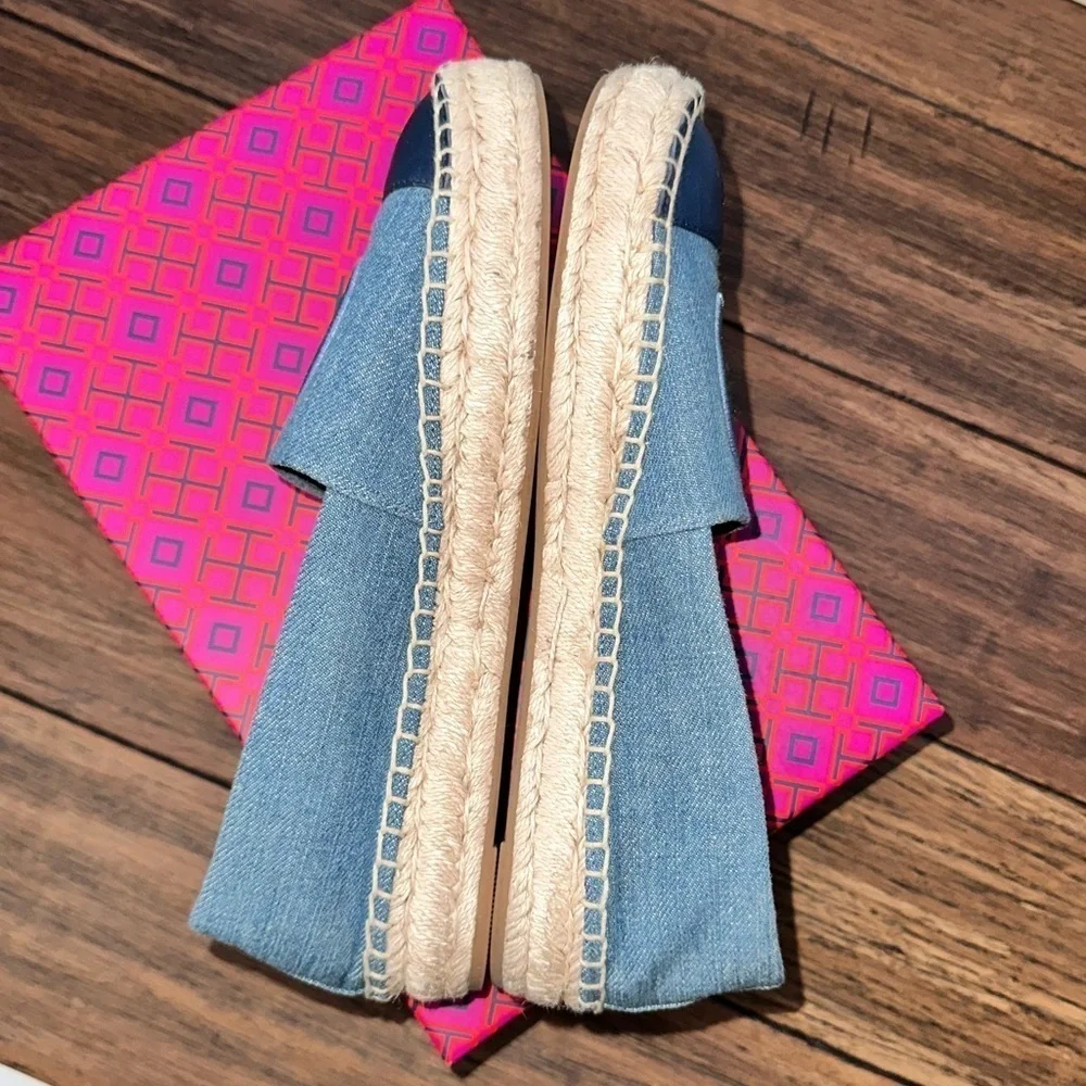 Tory Burch Espadrilles denim leather cap toe flats loafers platforms